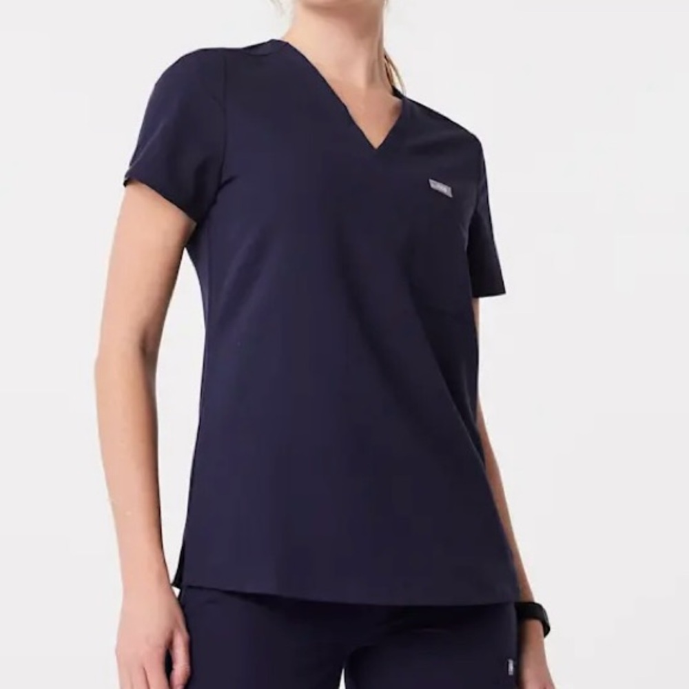 Figs Navy Blue V-Neck Scrub Top